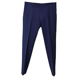 Gucci-Pantalones Gucci Regular Fit en Lana Azul Marino y Mohair-Azul marino