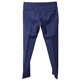 Gucci-Gucci Regular Fit Trousers in Navy Blue Wool & Mohair -Navy blue