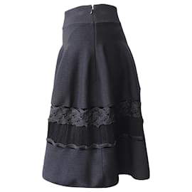 Alexander Mcqueen-Alexander McQueen Engineered Ottoman Knit Skirt in Black Viscose-Black