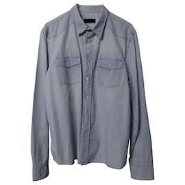 Prada-Prada Buttondown-Hemd aus himmelblauem, leichtem Polyester-Blau,Hellblau