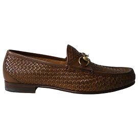 Mocassins Horsebit trançados Gucci em couro marrom Marrom