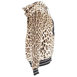 Dolce & Gabbana-Sudadera con capucha y brocado con estampado de leopardo en viscosa multicolor de Dolce & Gabbana-Multicolor