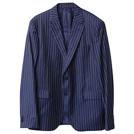 Blazer monopetto a righe slim fit Versace in cupro blu navy e bianco Altro