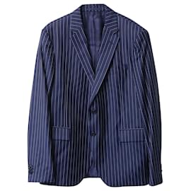 Versace-Versace Slim-Fit Striped Single Breasted Blazer in Navy Blue and White Cupro -Other