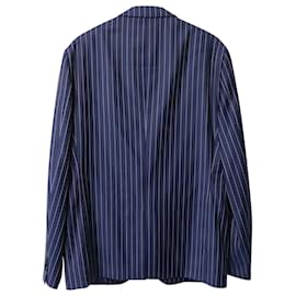 Versace-Versace Slim-Fit Striped Single Breasted Blazer in Navy Blue and White Cupro-Other