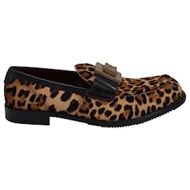 Dolce & Gabbana-Dolce & Gabbana Leopard Print Loafers with Branded Plate in Multicolor Wool-Multiple colors