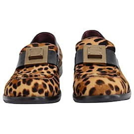 Dolce & Gabbana-Dolce & Gabbana Leopard Print Loafers with Branded Plate in Multicolor Wool-Multiple colors