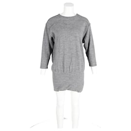 Isabel Marant-Isabel Marant Quarter-Sleeve Mini Dress in Grey Wool-Grey