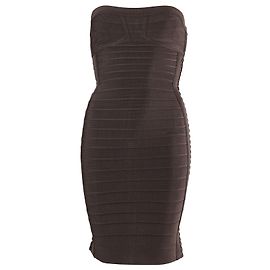 Herve Leger Strapless Bandage Dress in Grey Rayon Grey