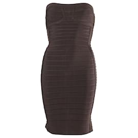 Herve Leger-Abito senza spalline fasciatura Herve Leger in rayon grigio-Grigio