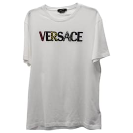Versace-Versace Logo Print T-shirt in White Cotton-White