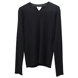 Bottega Veneta Pullover mit V-Ausschnitt aus schwarzer Wolle Schwarz