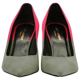 Saint Laurent-Saint Laurent Paris 80 Pointed Toe Pumps in Pink Suede-Pink
