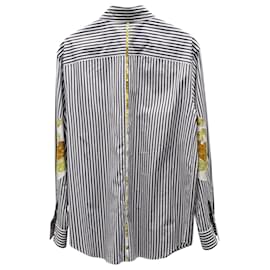 Versace-Versace Medusa Renaissance Accent Shirt in Black and White Cotton-Black