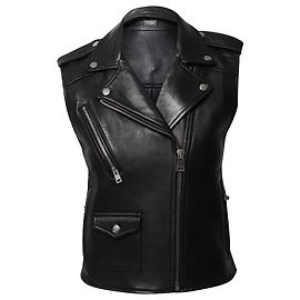 Maje Biker Gilet in Black Leather Black