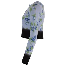 Altuzarra-Altuzarra Zannone Cardigã Cropped Floral-Intarsia em Lã Azul-Outro