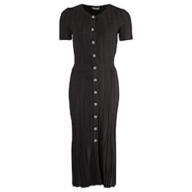 Altuzarra-Altuzarra Abelia Knitted Pleated Midi Dress in Black Lurex-Black