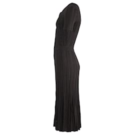 Altuzarra-Altuzarra Abelia Robe mi-longue plissée en maille en lurex noir-Noir