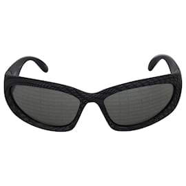 Balenciaga-Balenciaga Swift Oval 0157S-Monogramm-Sonnenbrille aus grauem Acetat-Grau