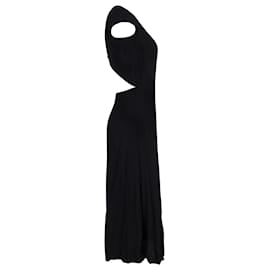 Reformation-Reformation Open Back Midi Dress in Black Polyester-Black