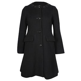 Anna Sui Long Coat in Black Wool Black