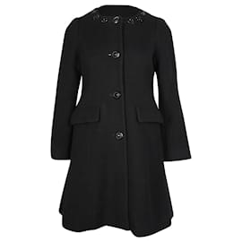 Anna Sui-Anna Sui Long Coat in Black Wool-Black