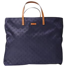 Gucci-Gucci Guccissima Tote Bag em Nylon Azul Marinho-Azul marinho