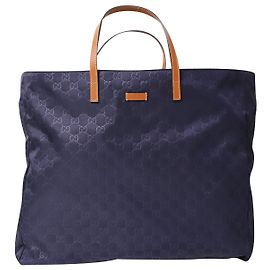 Gucci Guccissima Tote Bag in Navy Blue Nylon Navy blue