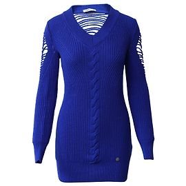Versace Zopfmuster-Minikleid aus königsblauer Wolle Blau