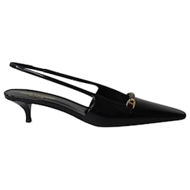 Saint Laurent-Saint Laurent Blade Slingback Pumps in Black Patent Leather-Black