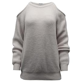 Iro-Iro Lineisy Cold Shoulder Ribbed Knit Sweater in Light Beige Acrylic -Beige