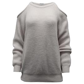 Iro Lineisy Cold Shoulder Rippstrickpullover aus hellbeigem Acryl Beige