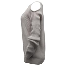 Iro-Iro Lineisy Cold Shoulder Rippstrickpullover aus hellbeigem Acryl-Beige