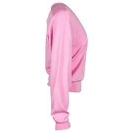 Chloé-Chloe Diamond Logo V-Ausschnitt-Pullover aus Baumwolle in Dahlienrosa-Pink
