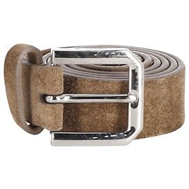 Brunello Cucinelli Silver-Tone Buckle Belt in Light Brown Suede Brown
