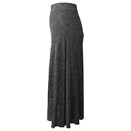 Joseph-Joseph Ribbed Midi Skirt in Metallic Grey Viscose Lurex-Metallic