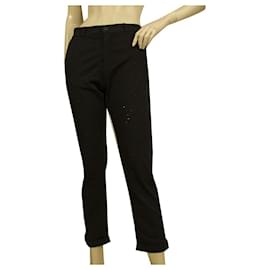 Autre Marque-Crossley Black Distressed Cropped Pants Cotton Elastane Trousers sz XS-Black