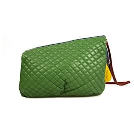 Dolce & Gabbana-Dolce & Gabbana Mindy Blue Green Yellow Leather Zipper Pockets Shoulder Bag-Multiple colors