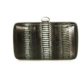 Sergio Rossi Blue Gray Leather Snakeskin Box Hard Case Clutch bag Multiple colors