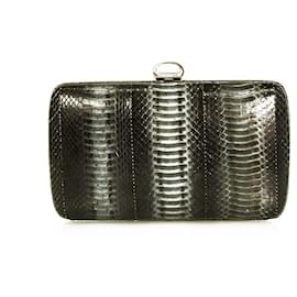 Sergio Rossi-Sergio Rossi Blue Gray Leather Snakeskin Box Hard Case Clutch bag-Multiple colors