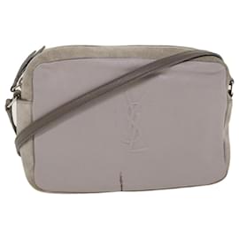Saint Laurent-SAINT LAURENT Shoulder Bag Suede Leather Gray Auth ep783-Grey