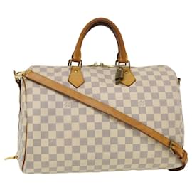 Louis Vuitton-LOUIS VUITTON Damier Azur Speedy Bandouliere 35 Handtasche N.41002 LV Auth 39036-Andere