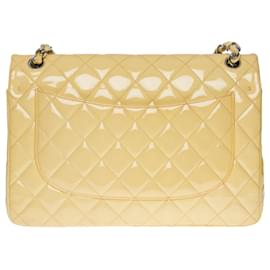 Chanel-sac bandoulière timeless jumbo en cuir verni jaune-101151-Jaune