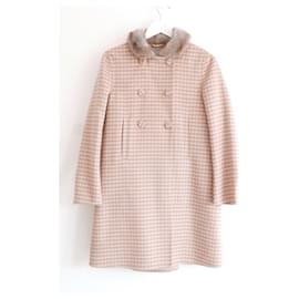 Prada-Prada Fall 2015 Checked Wool Coat-Beige