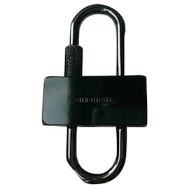 Givenchy-GIVENCHY Padlock U in black metal Key ring-Black