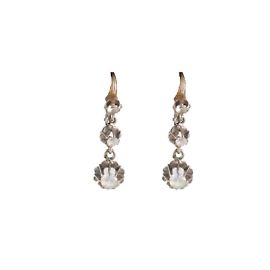 Autre Marque Art deco sleeper earrings set with white stones Silver hardware