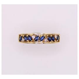 Autre Marque-Sapphire and diamond yellow gold garter ring 750%O-Dark blue,Gold hardware