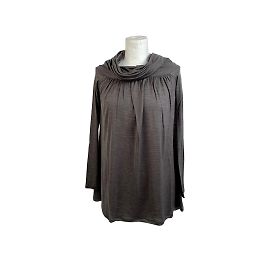 Missoni Gray Wool and Silk Long Sleeve Top with Cowl Neck Size 40 Grey