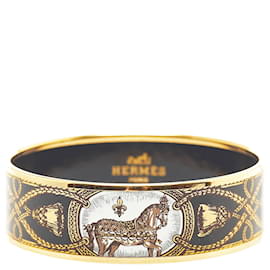 Hermès-Wide Enamel Bangle-Golden