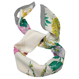 Céline-Echarpe Céline de seda com estampa floral multicolorida-Multicor